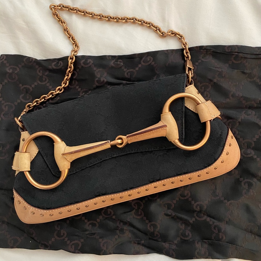 Vintage Gucci GG canvas Horsebit clutch